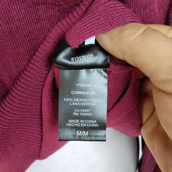 Katherine Barclay Womens Extra Fine Merino Wool V Neck Sweater Cranberry Medium - Picture 6 of 10